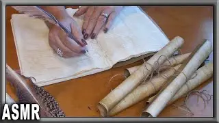 ASMR Writing Sounds with Feather Quills / Crinkly Paper & Scrolls / No Talking