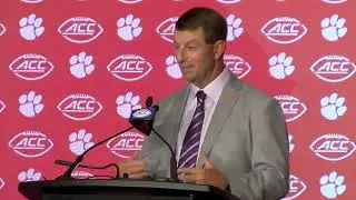 Dabo Swinney talks frustration with new scholarship count, more at ACC Kickoff