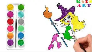 Glitter Witch Drawing And Coloring Pages For Kids - Kids Art