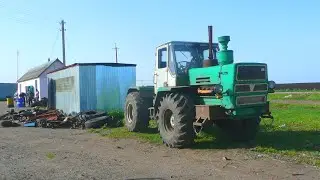Отцепляю плуг от  своего Т-150К. Запускаем красный Т-150К замены двигателя ЯМЗ-236.