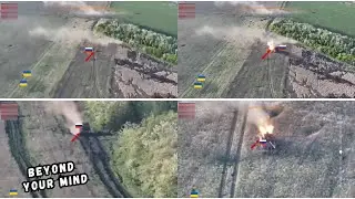 Ukrainian Soldiers Destroy Russian Armored Vehicles