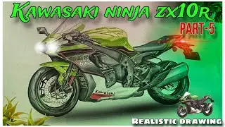 Kawasaki ninja zx10r realistic drawing part-5 #kawasaki #drawing #bike #art