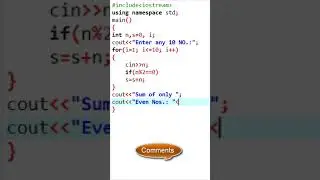 Program to calculate the sum of only even number from given numbers in C++ Language |Learners Region