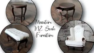How to Make a Miniature 1/12 Scale Piano Stool, Side Tables & Wingback Chair