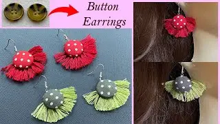 Beautiful Fabric Covered Button Earrings | Tassel Earrings | Charm Earrings | Brincos | कान की  बाली