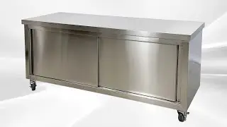 6 ft Stainless Steel Storage Dish Cabinet - Open both Enclosed Base Table with Sliding Doors SSCW72