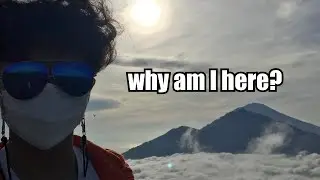 climbing a mountain at christmas