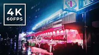 Walking in the rain - Paris 13 Night - 4K Rain Ambience