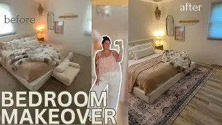 bedroom makeover 🐚🤍🌊| beachy bright aesthetic!l new flooring, decor, & more!