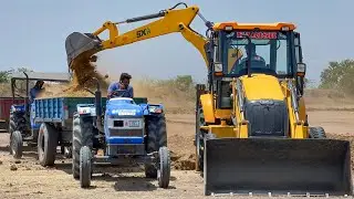 MAHINDRA Backhoe Loader Loading Mud in Eicher Powertrac Sonalika Swaraj John Deere Tractor | Jcb