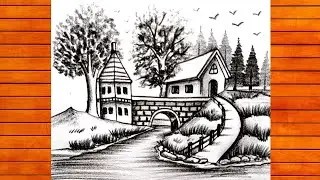 How to sketch water lake scenery