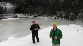 DJI Mavic Air - Schoolhouse Falls in Panther Valley North Carolina on a snowy January day - 4k