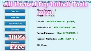 Huawei Honor Frp Unlock Tool Free v2.0 - one click remove Frp | bootloader info | Frp Huawei 2020