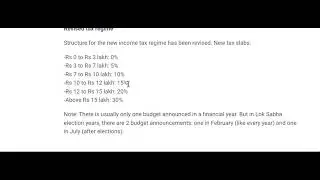 income tax slab 2024  July budget // Union budget 2024 income tax rate