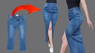 How easily to transform old jeans into a fashionable skirt - a sewing tip!