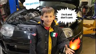 6 YEAR OLD HELPS DAD INSTALL CARBON FIBER FENDERS ON MK4 SUPRA