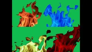 Orange Blue Yellow Red Flames Fire Animated | Green Screen 