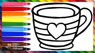 Draw and Color a Tea Cup ☕🌈 Drawings for Kids