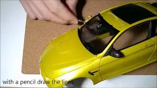 Model Car Diecast Tutorial How to Apply Carbon fiber decal Bmw M4 side mirrors.