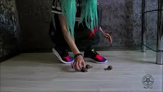 Woman with nike tanjun walks near a group of snails