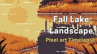 pixel art fall lake landscape timelapse