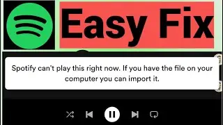 spotify can't play this right now. if you have the file on your computer you can import it [Fix]