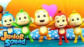 ลิงน้อยห้าตัว | เพลงเด็๋กอนุบาล | เพลงสำหรับเด็ก | Junior Squad Thailand | การ์ตูน