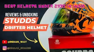 REVIEWS & UNBOXING VIDEO OF STUDDS DRIFTER D2 DECOR WITH SPOILER COLOR ORANGE FULL FACE HELMET.