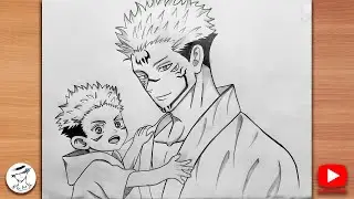 How to Draw Sukuna and Itadori Yuji | Jujutsu Kaisen step by step | Easy Anime Drawing