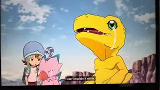Gordon yells at Agumon and Biyomon and makes them cry
