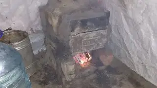 домик школьника на дереве (11часть) печка своими руками  стройка конец..