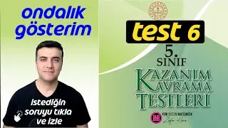 5.sınıf Matematik Kazanım Kavrama Test 6 | Ondalık Gösterim