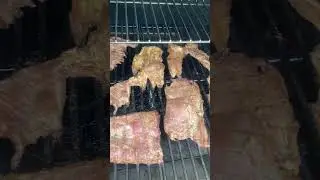 Homemade DIY smoked Beef Jerky on the Traeger … so good Get some flank steak fillet it and marinate