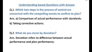 Understanding - based question | Controlling | Chapter - 8 | Class - 12 | Business studies