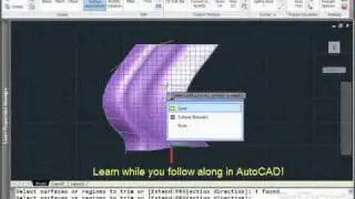AutoCAD 3D - Trim Surface - for versions 2009, 2010, 2011, 2012, 2013 & 2014