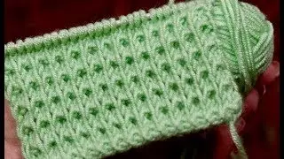 Узоры спицами. Плотный узор со снятыми петлями. Красивый узор для шапок.