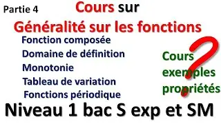 COURS SUR GENERALITES SUR LES FONCTIONS PARTIE 4 NIVEAU 1 BAC SM ET SEXP