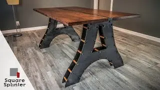 Industrial Steel and Walnut Dining Table