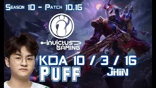 IG Puff JHIN vs Gen Ruler ASHE ADC - Patch 10.16 KR Ranked