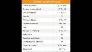 General Excel shortcut keys| Excel general shortcuts| Basic excel |#ytshorts #excel #shortkey #yt