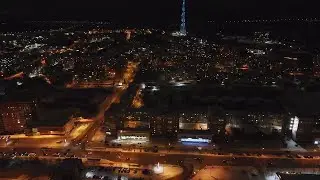Мурманск, телевышка на сопке Варничной с квадрокоптера. Ночная съемка DJI Mavic Air 2.