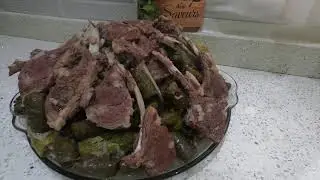 Zucchini vine leaves and Lamb chops
