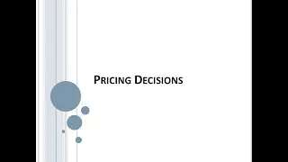 Pricing Decisions