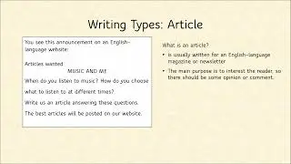 Cambridge First B2: How to write an article