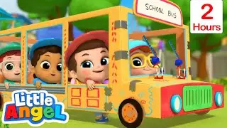 On The Bus To School | Little Angle | 🚌Wheels on the BUS Songs! | 🚌Nursery Rhymes for Kids