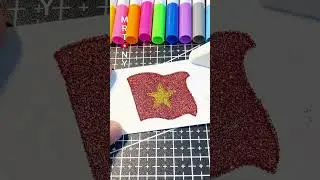 How to make sticker 🇻🇳Vietnam flag from glitter easy step by step #vietnam #sticker #glitter