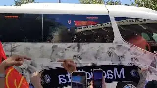 Llegada del autobús del Real Madrid a Mallorca