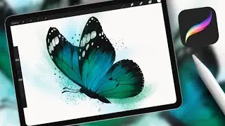 🦋 TUTO PROCREATE | Dessine ce papillon monarque avec des brushes aquarelle
