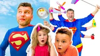 Папа как Супергерой помогает Адаму и Алисе - Супергерой в реальной жизни