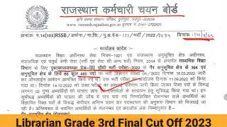 RSMSSB Librarian Grade 3rd Final Cut Off 2033 | Rajasthan Librarian Final Result 2023